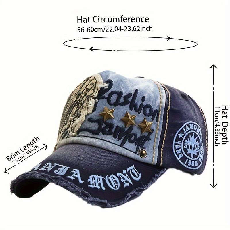 Xpeople Vintage Washed Denim Baseball Cap Adjustable Breathable Trucker Hat With Sun Protect