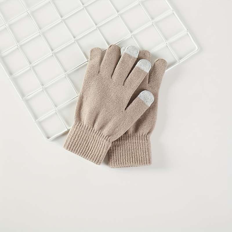 1 Pair Beige Yellow Warm Gloves