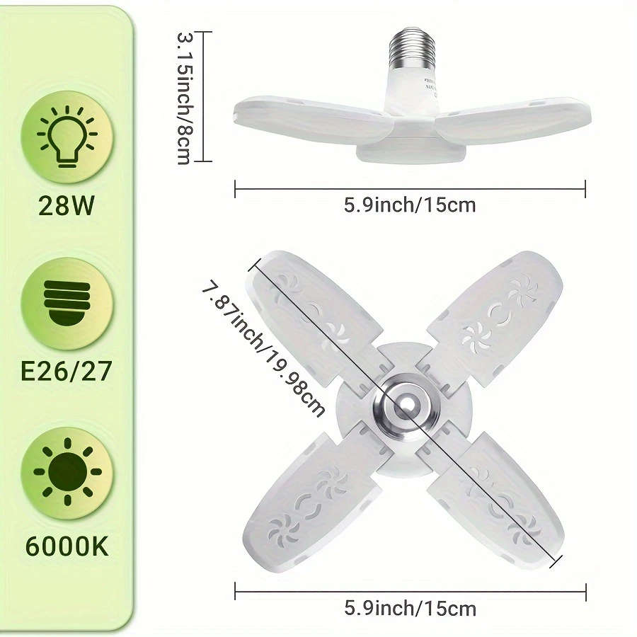 1pc LED Four-Leaf Lamp Mini Folding Light 28W  6500K Pendant Light Suitable