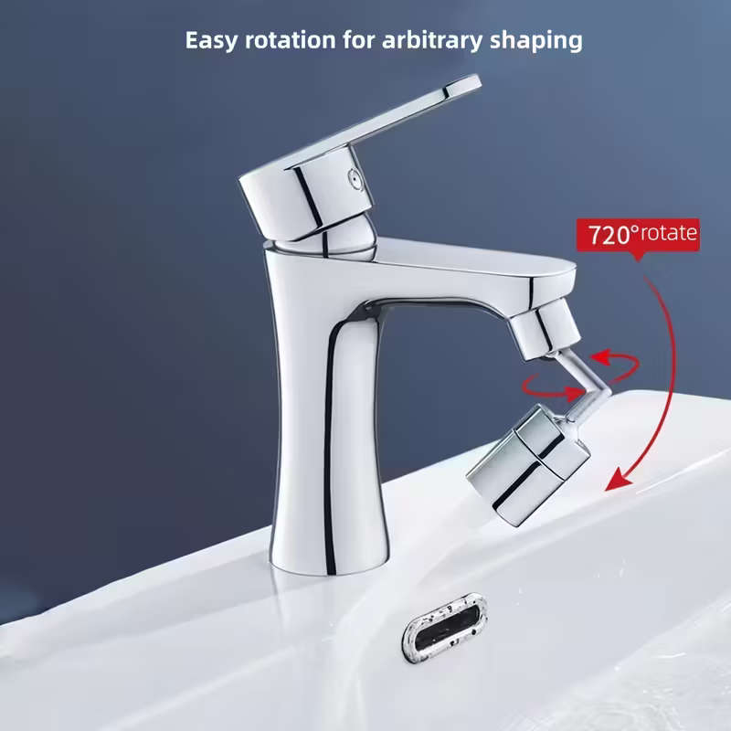 1 Piece Chrome Faucet Sink 720 Degrees Rotatable