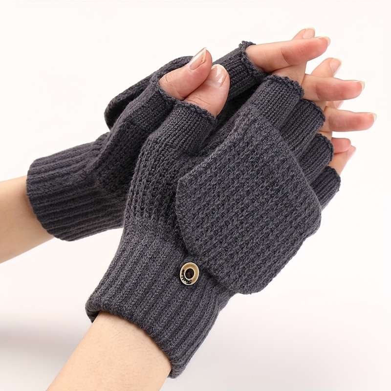 1 Pair Dark Grey Warm Gloves