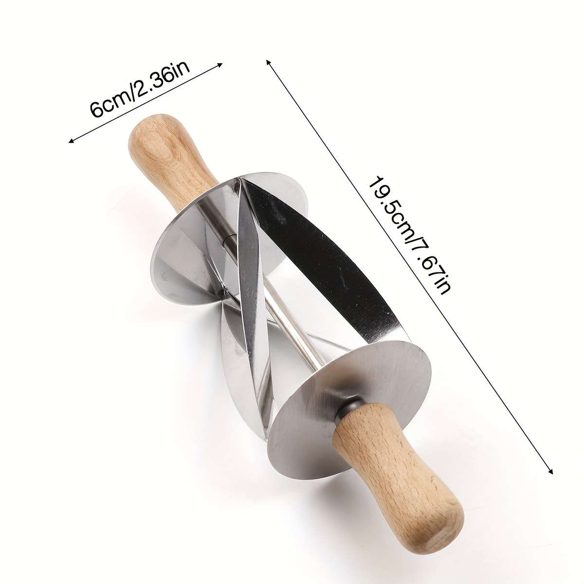 Stainless Steel Croissant Wooden Handle Roller Cutter Bread Dough Pastry Making Tool For Ki