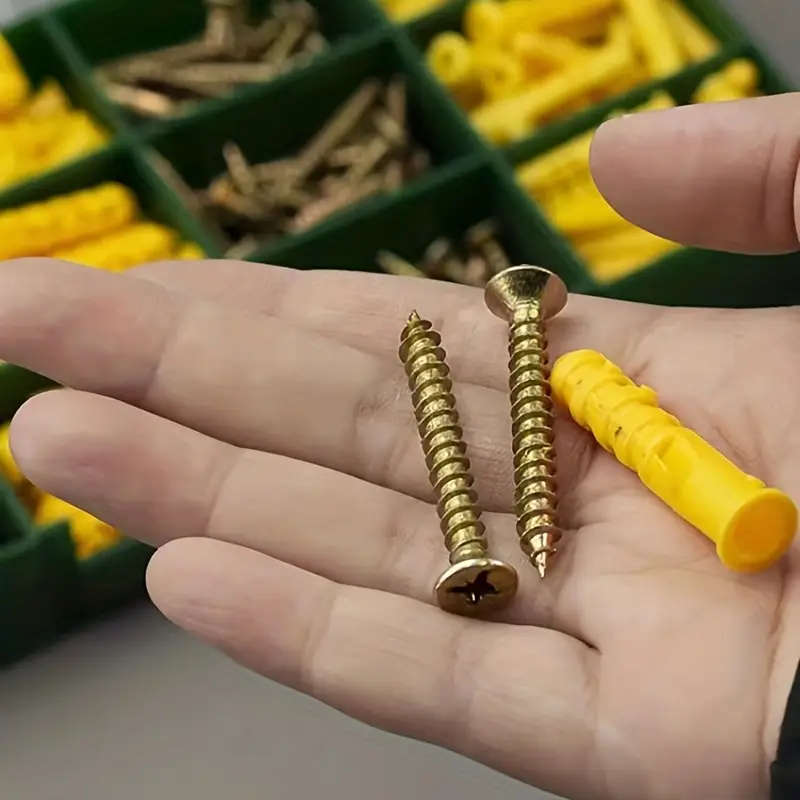 180 Pcs Self Tapping Screws With Plastic Expansion Tube In Box