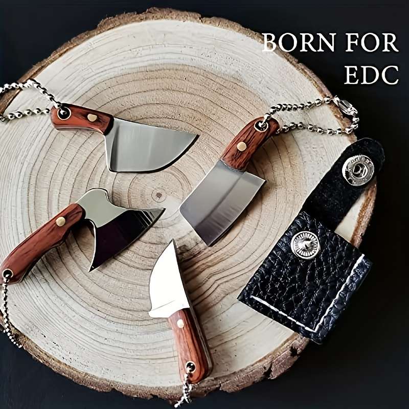 4pcs Set Mini Axe-Shaped Knives with Covers Stainless Steel Portable EDC Utility Kni