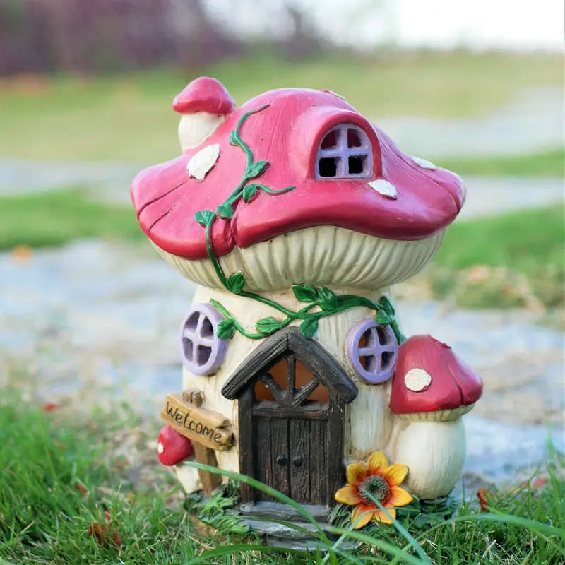 Charming Red Vine Mushroom House Solar Light