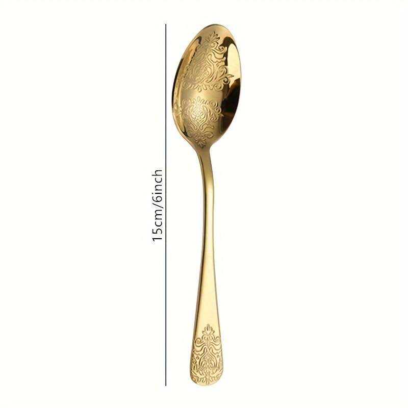 12pcs Stainless Steel Dessert Spoons Set For Restaurant Patterned Embossed Tea Spoons Dessert