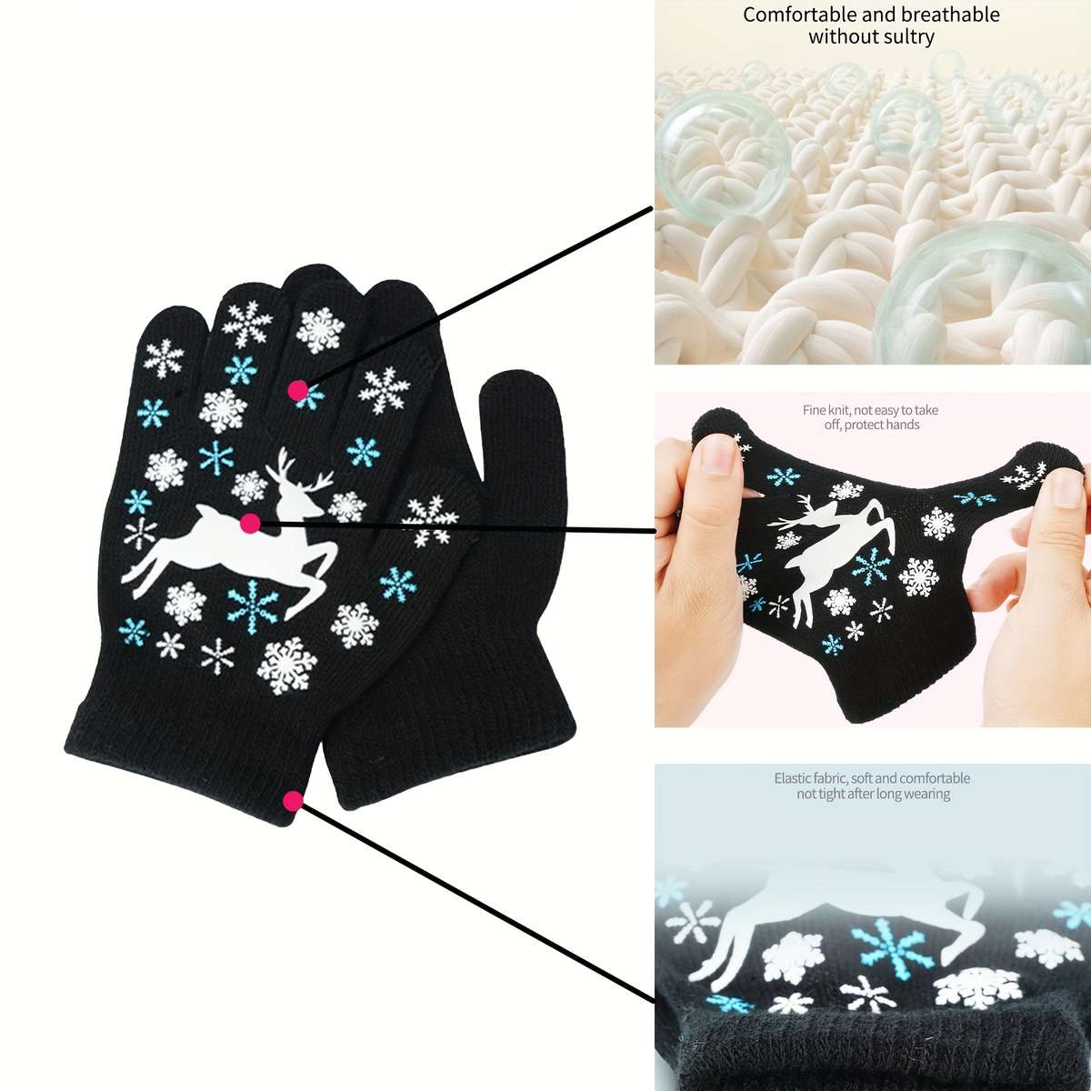 1 Pair Blue Warm Gloves