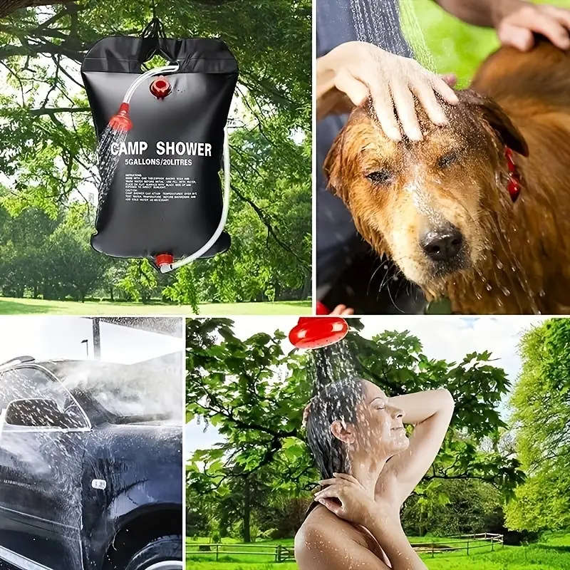 20L Portable Camping Shower Bag With Removable Hose On-off Switchable Shower Head Perfect