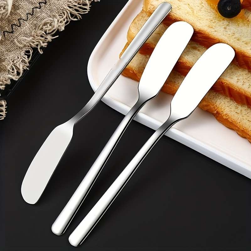 2pcs SHAON Stainless Steel Round-Head Butter Knives Rounded Edge Design for Safe Spreading J