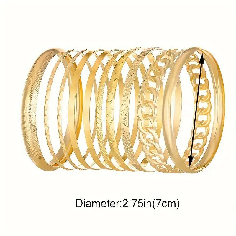 10 Pcs Set Of Delicate Bracelet in Alloy