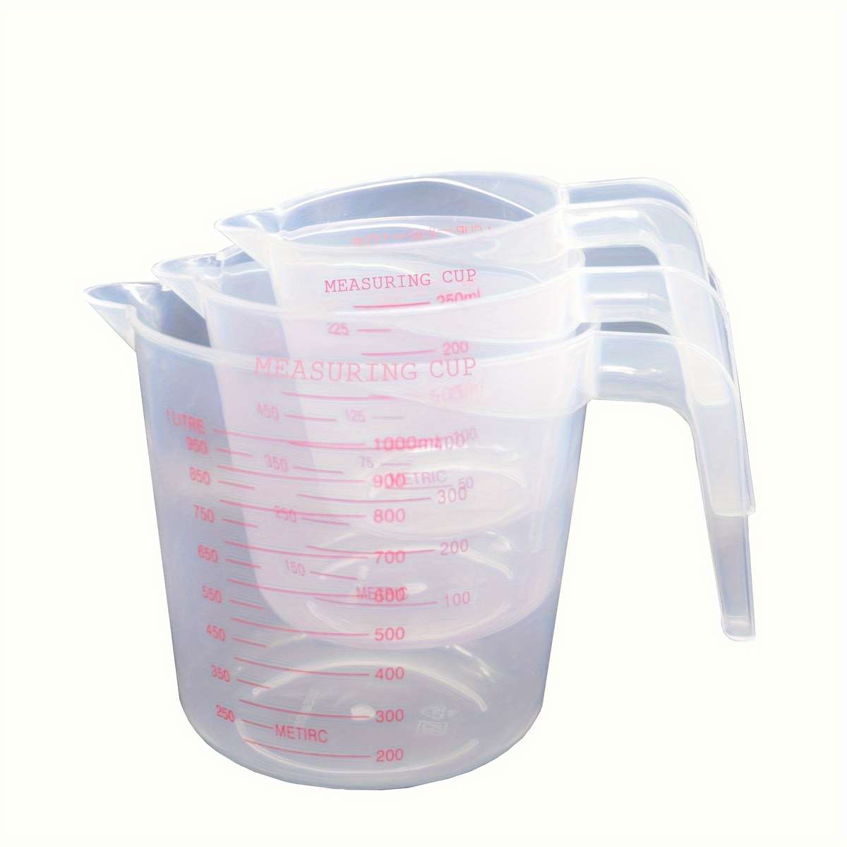 3pcs Baking Plastic Measuring Cups Double-sided Large Capacity Measuring Cups Transparent Thick