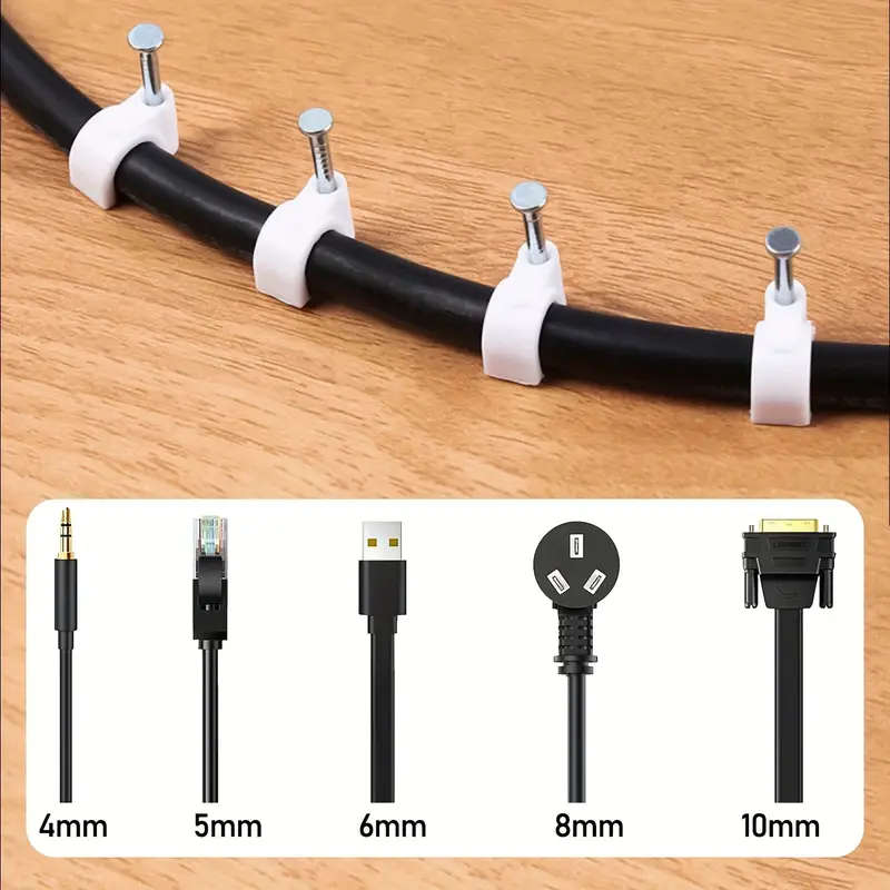 100 White Cable Clips