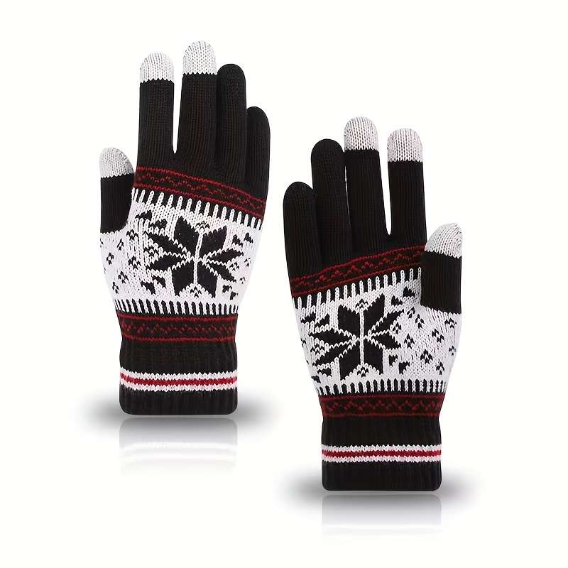 1 Pair Black Warm Gloves