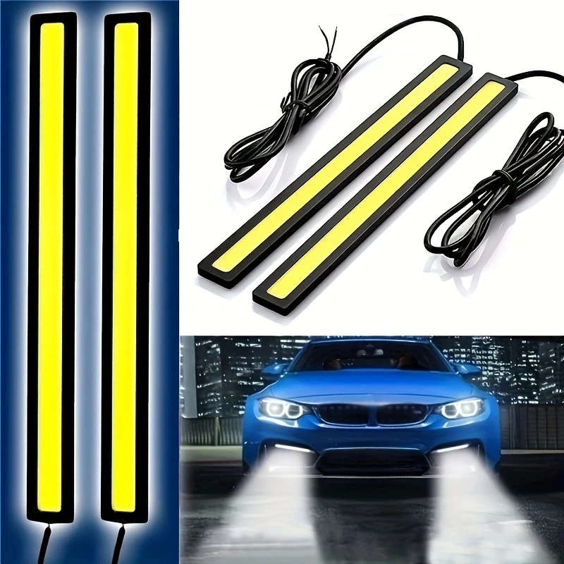2Pcs 17cm Universal COB LED Strip Car Daytime Running Fog Lamp DRL Driving Strip Light Flexible Led