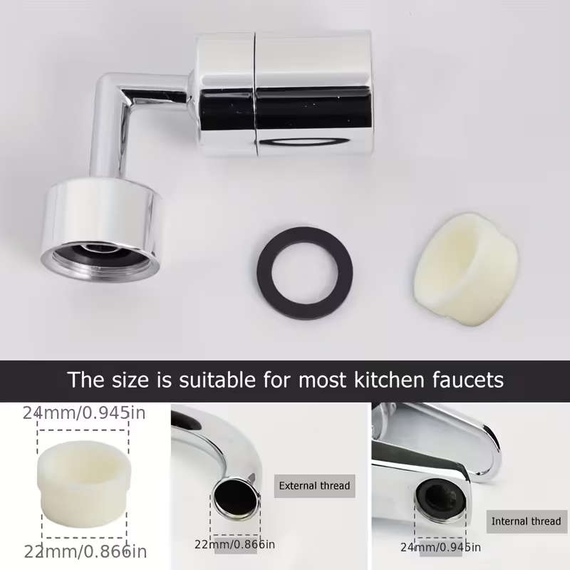 1 Piece Chrome Faucet Sink 720 Degrees Rotatable