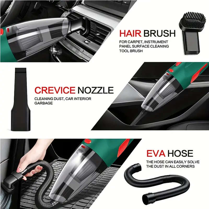 7pcs Set of High-Power Cordless Vacuum Cleaners High-Power Dual-Use Vacuum Cleaner for Home and Car