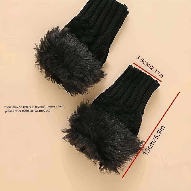 1 Pair White Warm Gloves