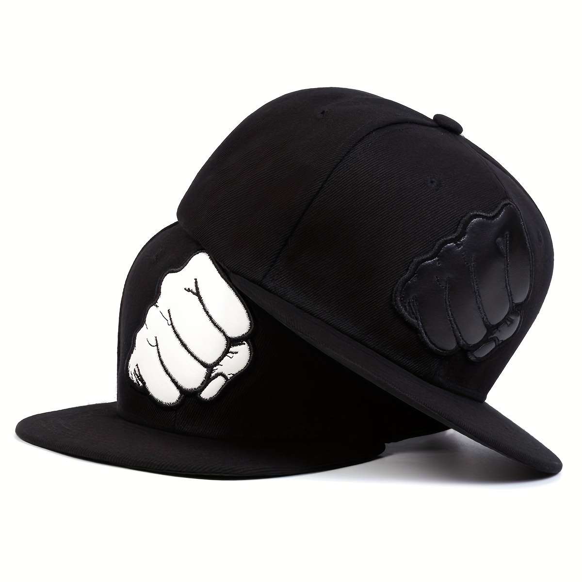 Fist Patched Baseball Cap Outdoor Sun Hat Flat Brim Cap Adjustable Casual Hat