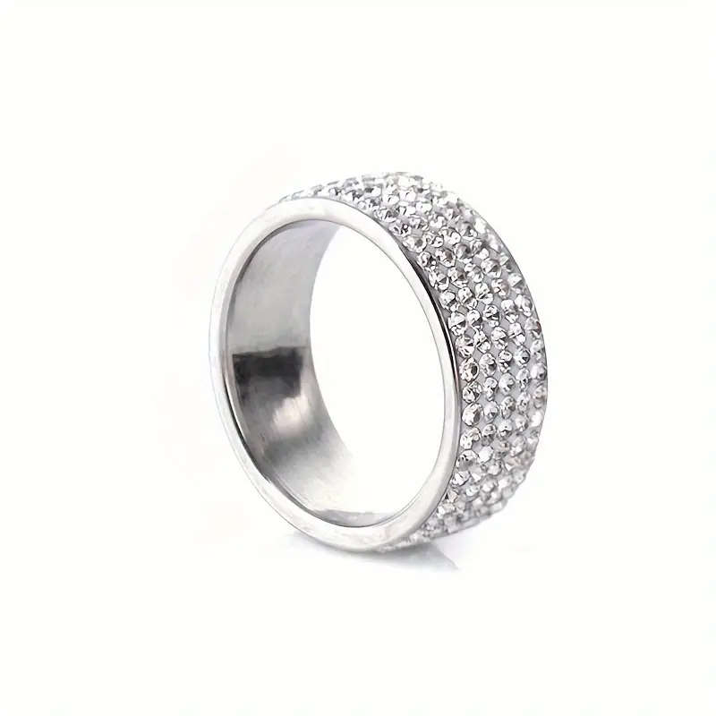 Titanium Ring Inlaid with Artificial Diamond
