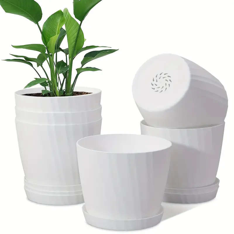 6 6-Inch Garden Pots White Pitting