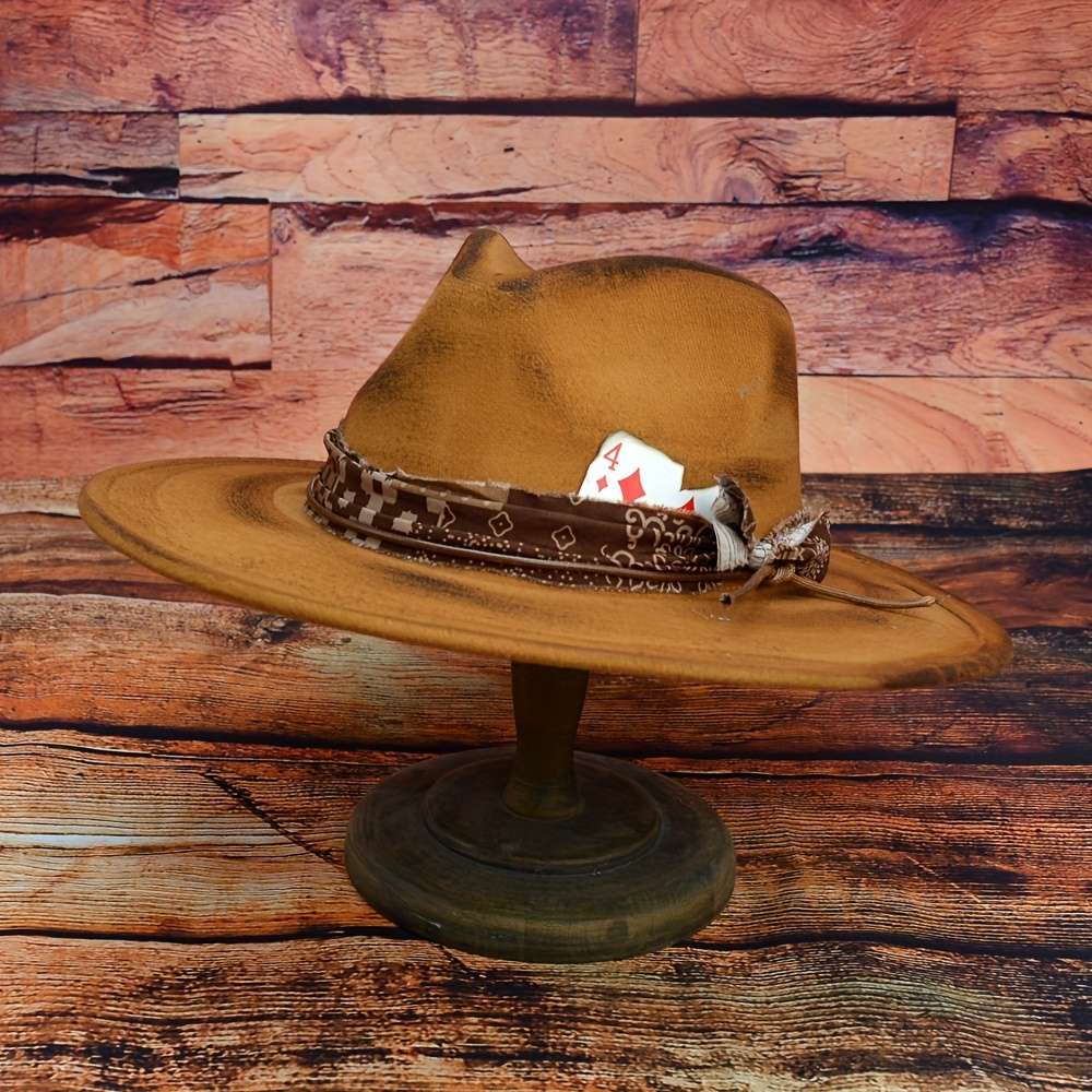 1 Top Random Poker Card Pure Handmade Imitation Burnt Decor Autumn and Winter Hat