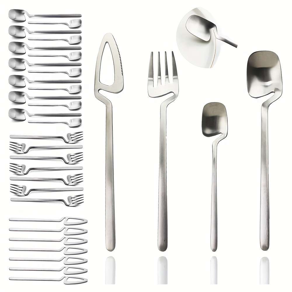 32pcs Stainless Steel Cutlery Set for 8 Matte Finish Includes Knife Fork Spoon Teaspoon