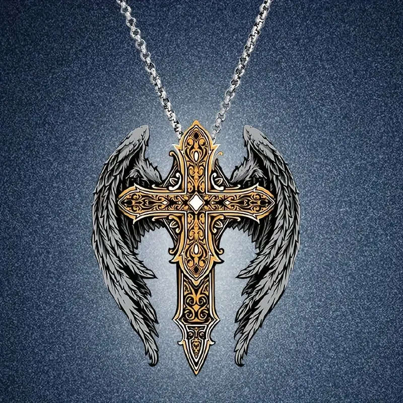 Elegant Cross Wing Pendant with Necklace