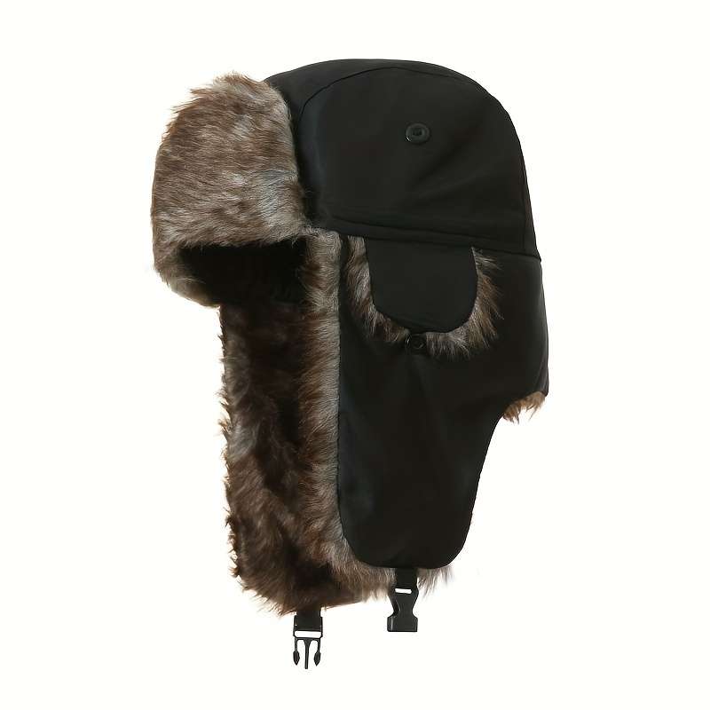 1pc Men's Winter Trapper Hat with Ear Flaps High Quality Windproof Insulated Faux Fur Lining A