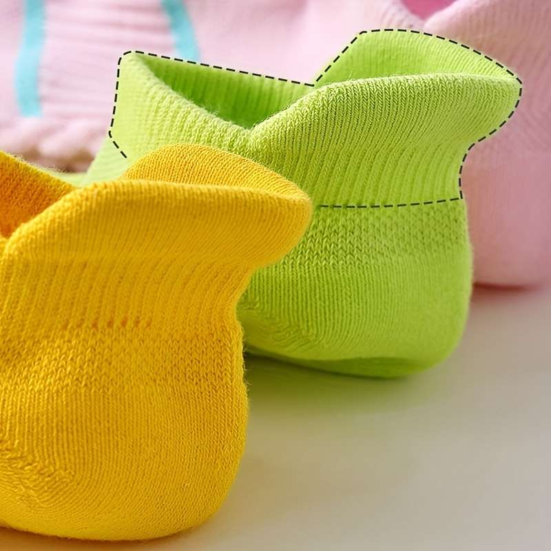 5 Pairs Pink And Mint Green And Orange And Fluorescent Green And Black High Elastic Socks