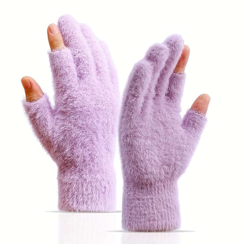 1 Pair Purple Warm Gloves