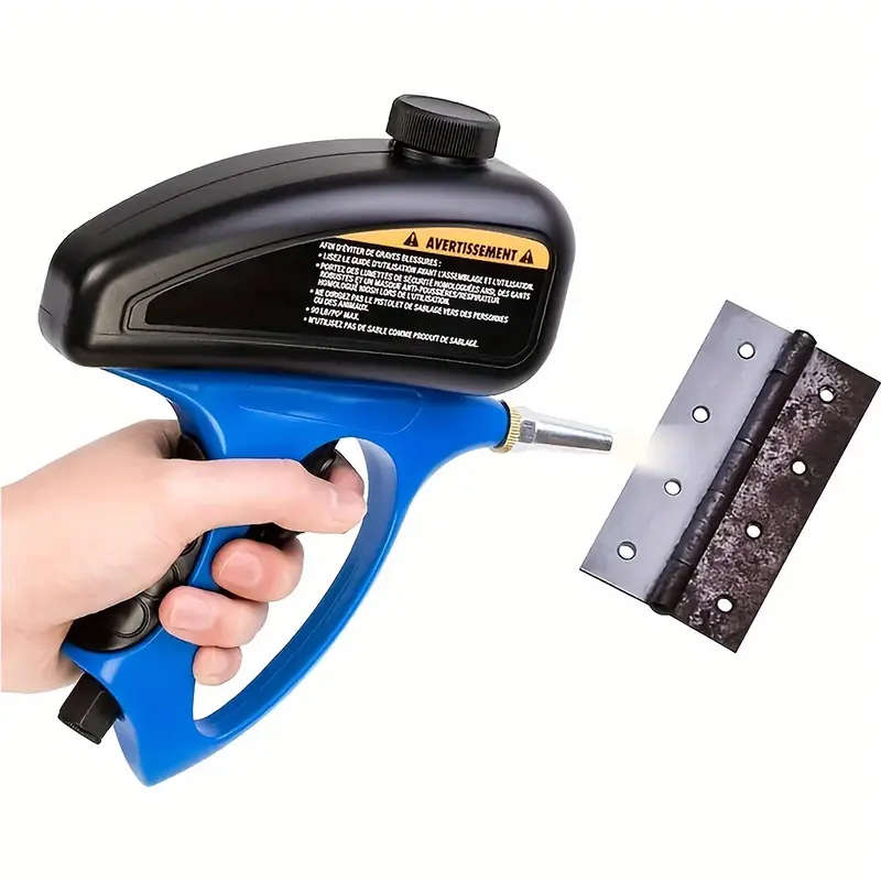Portable Handheld Gravity Feed Sandblaster 90 PSI Adjustable Flow Easy-Load Design with Air Inlet Id