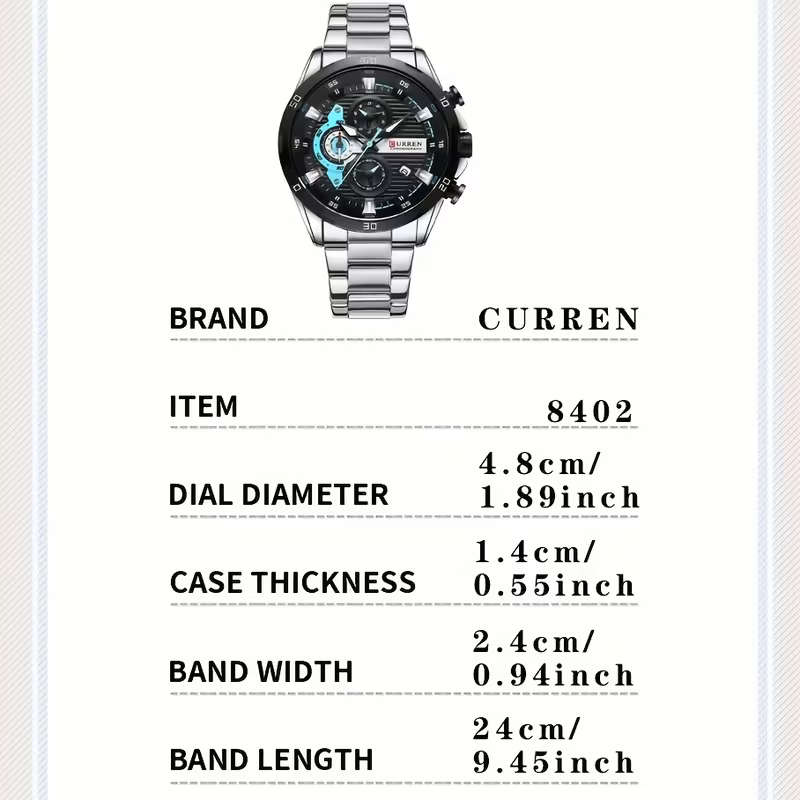 Curren 8402 Stainless Steel Chronograph Watch