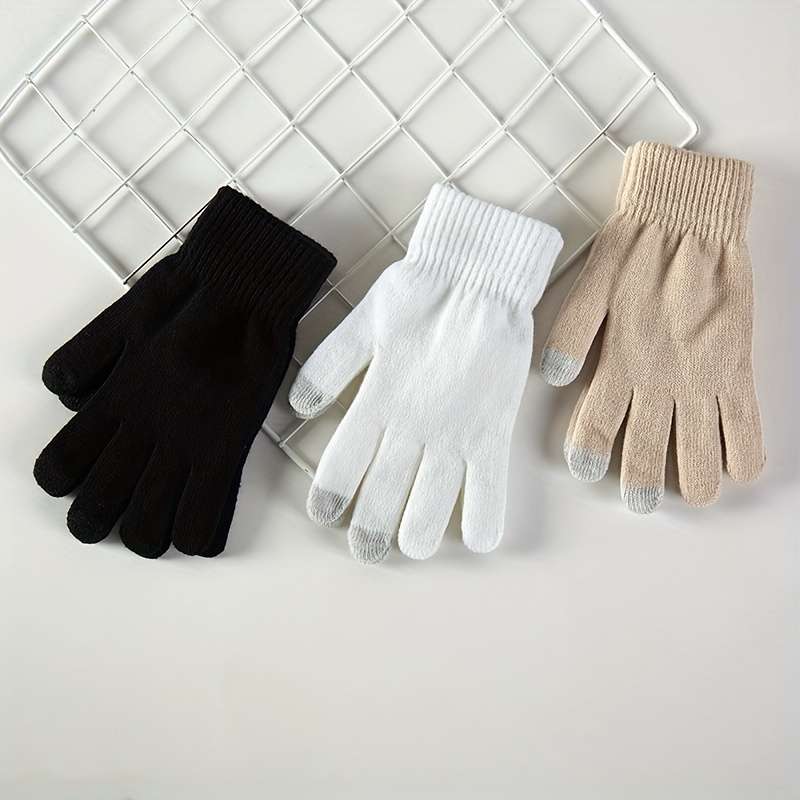 1 Pair Beige Yellow Warm Gloves