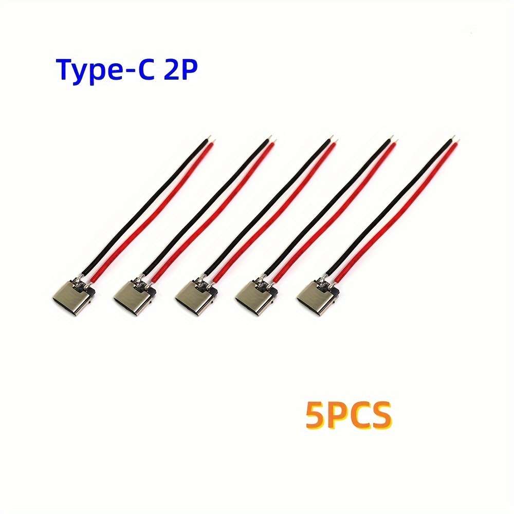 5pcs USB Type-C 2P Solder Wire Mother Head Cable Mobile Phone Charging Cable