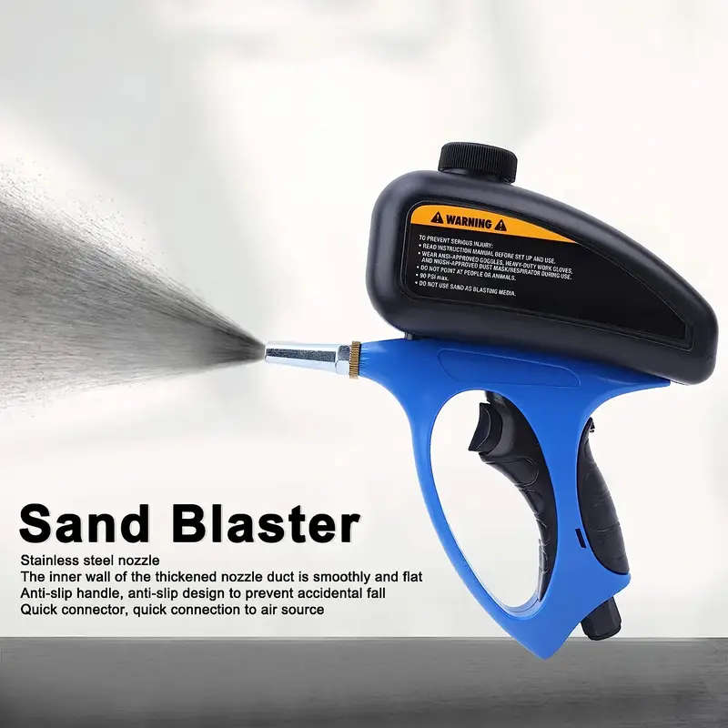 Portable Handheld Gravity Feed Sandblaster 90 PSI Adjustable Flow Easy-Load Design with Air Inlet Id