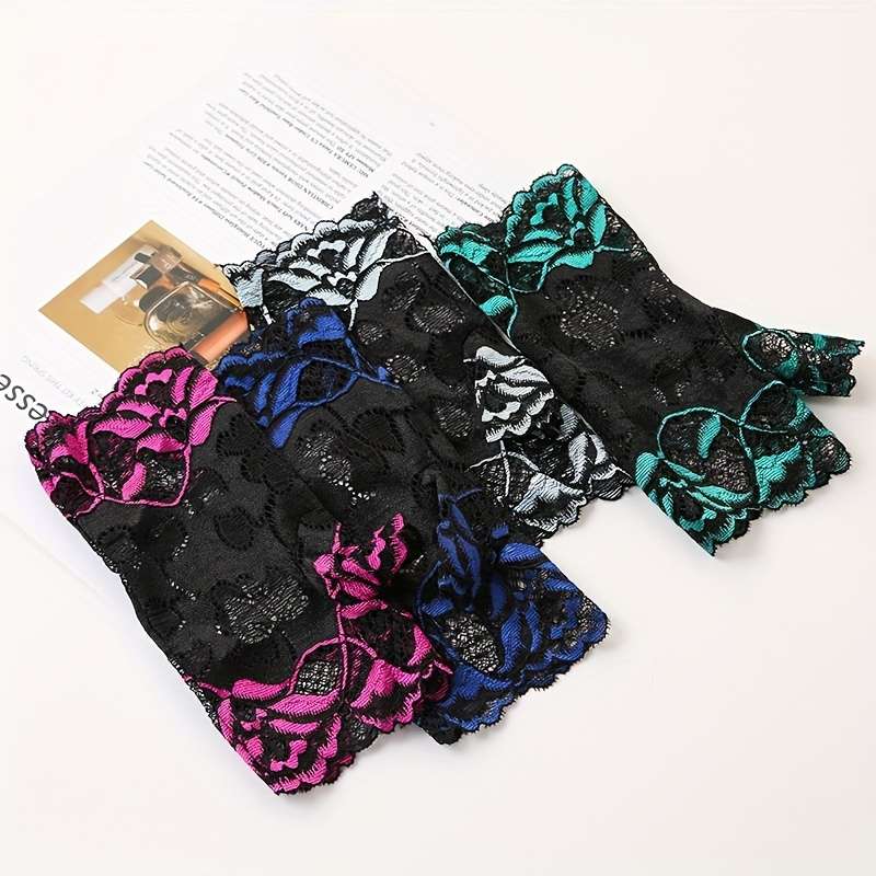 1 Pair Rose Red Half Finger Gloves