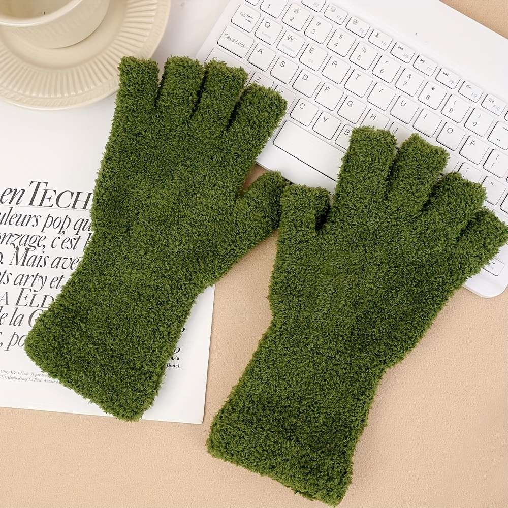 1 Pair Green Warm Gloves