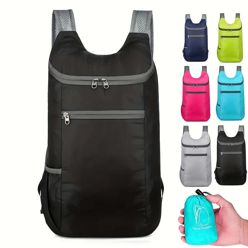 1pc Ultra-Lightweight Portable Folding Backpack for Outdoor Travel Camping Durable Polyester
