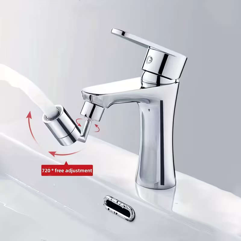 1 Piece Chrome Faucet Sink 720 Degrees Rotatable