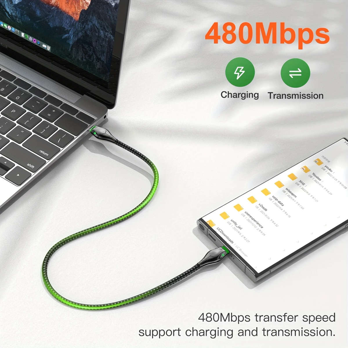 USB A To Type C Cable 100W Fast Charging 100cm 7A