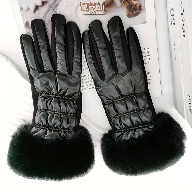 1 Pair Black Warm Gloves