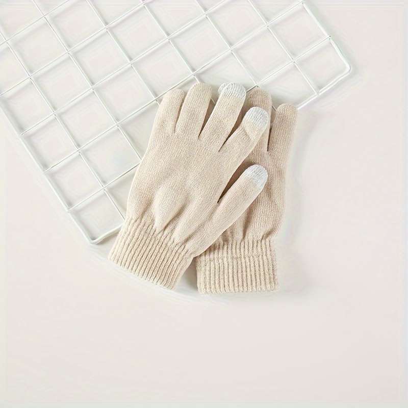 1 Pair Beige Yellow Warm Gloves