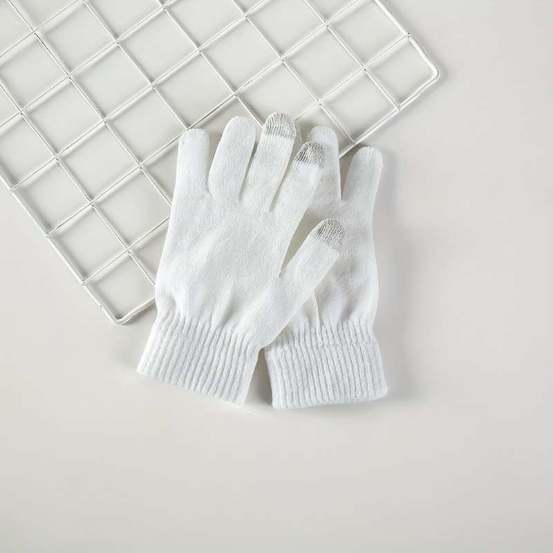 1 Pair Beige Yellow Warm Gloves