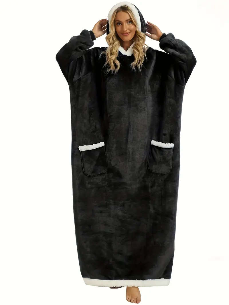 [Cozy Hoodie Blanket] Soft Unisex Cozy Oversized Hoodie Blanket - Plush Lounge Pajamas, Long Sleeve