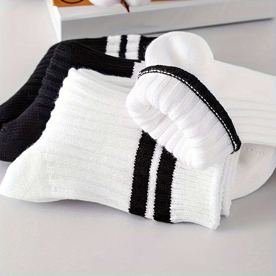 6 Pairs Black One Size High Elastic Socks