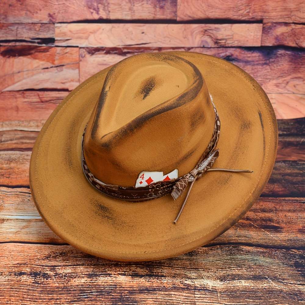 1 Top Random Poker Card Pure Handmade Imitation Burnt Decor Autumn and Winter Hat