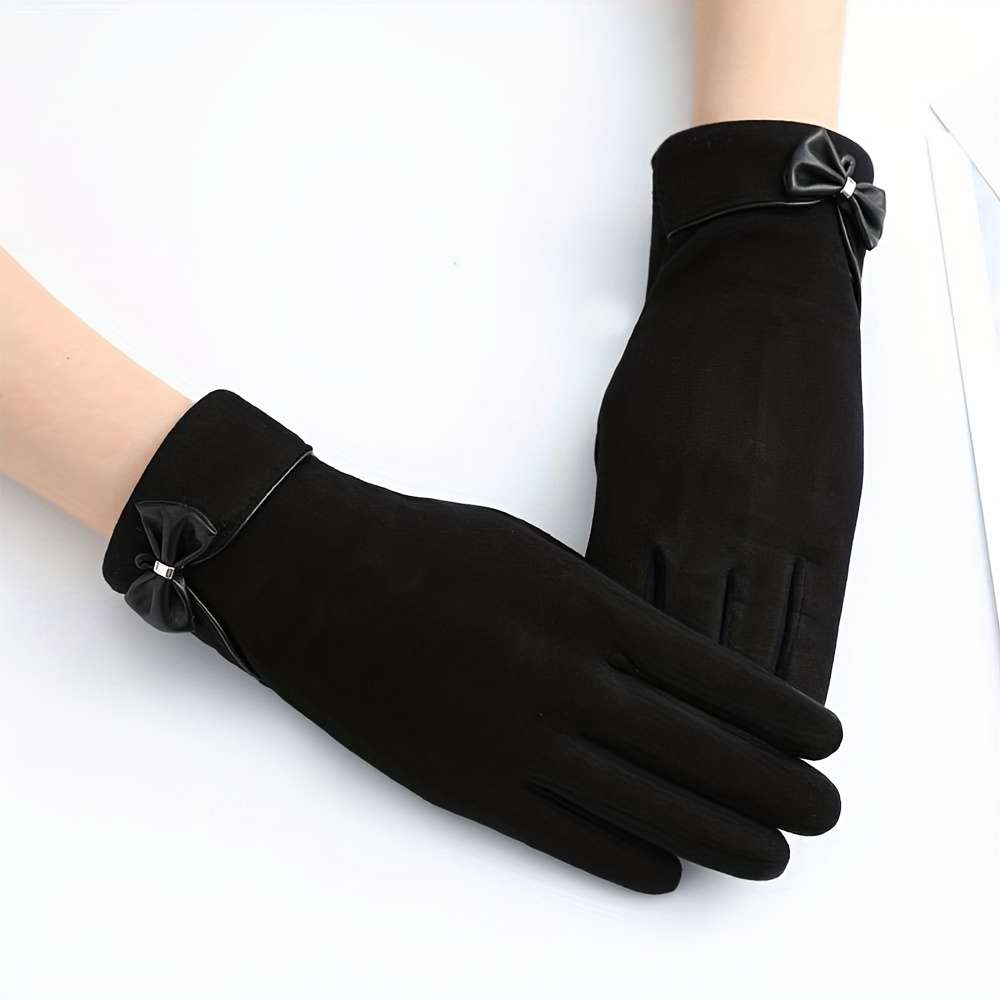 1 Pair Black Fleece Winter Warm Gloves