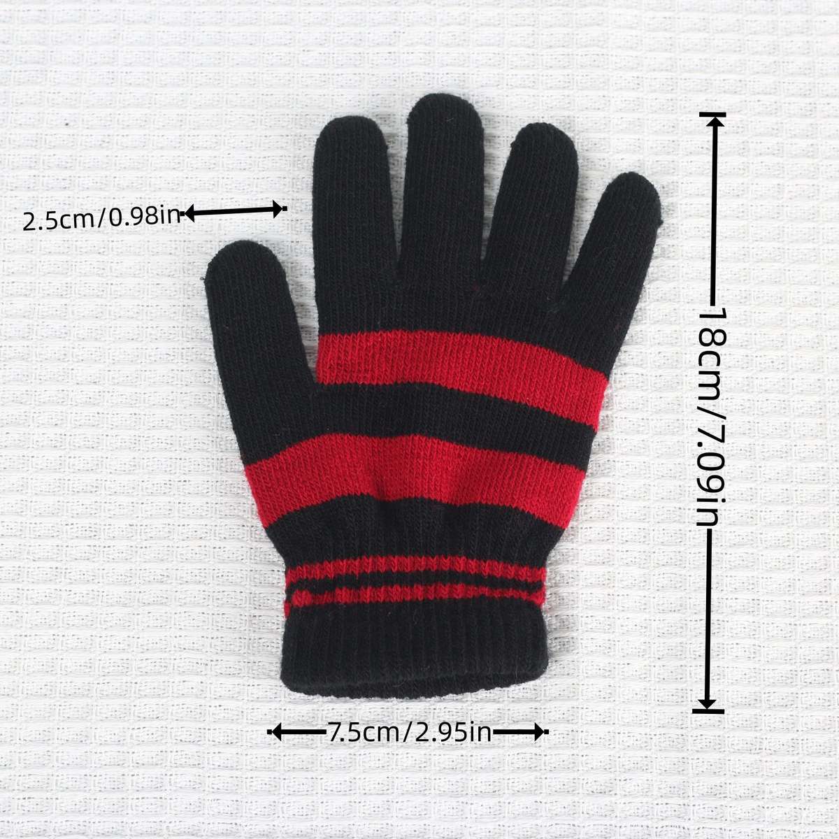 1 Pair Pure Black Style Plus Velvet Warm Gloves