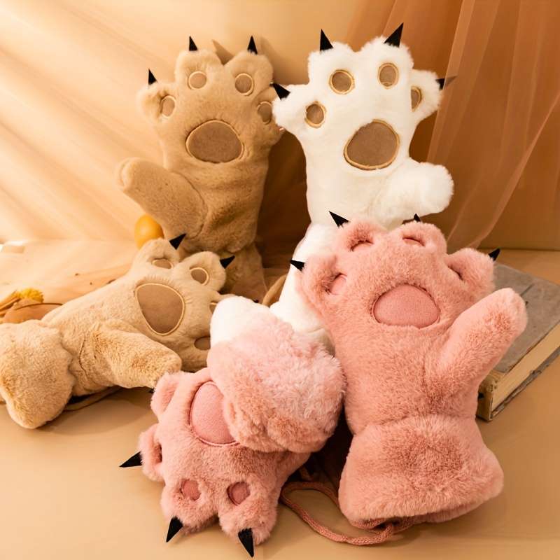 1 Pair Khaki Warm Gloves