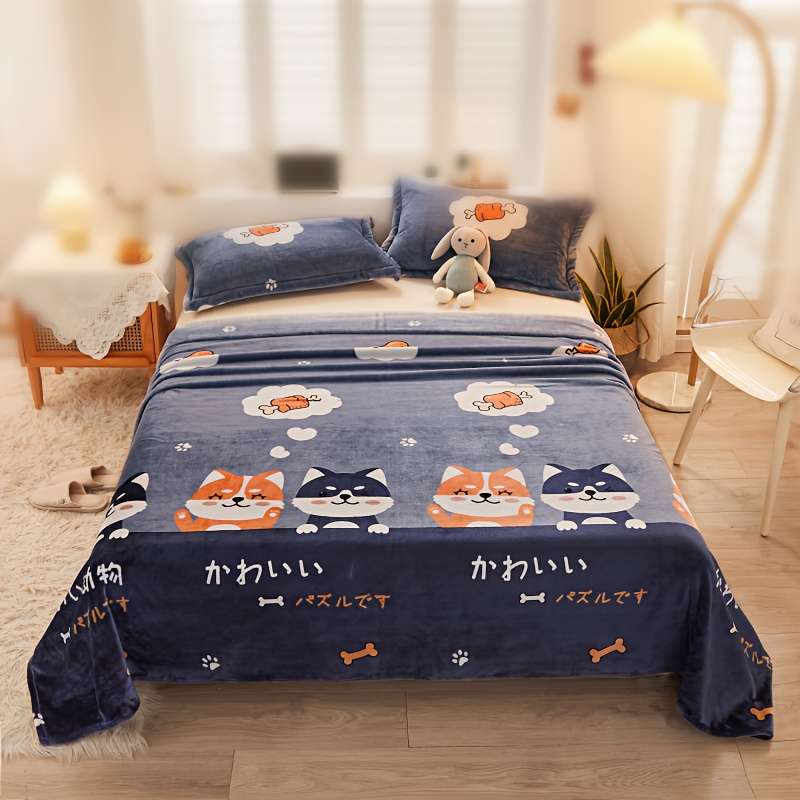 Blanket Color Puppy Blue size 200cmx230cm